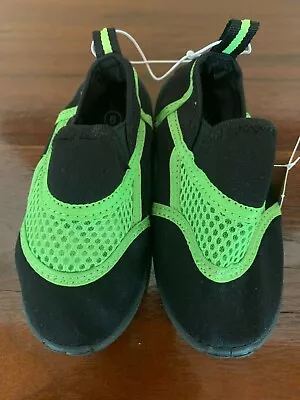 *NWT* Koala Kids Toddler Boy Black & Neon Green Water Slip-On Shoes Size 6 - Image 1 of 4