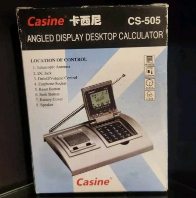 New Open Box Casine T505 Desktop AMFM Radio Calendar Clock World Time Calculator - Image 1 of 3