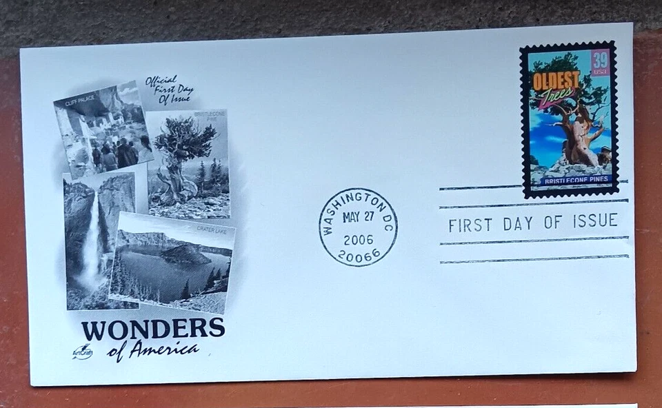 BRISTLECONE PINOS ÁRBOLES MÁS ANTIGUOS - MARAVILLAS DE AMÉRICA 2006 ARTE ARTE CACHET FDC UNA Foto 1 de 1