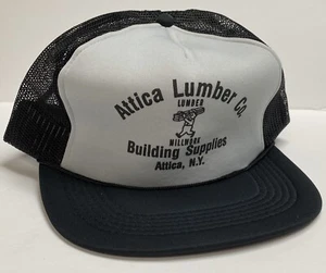 Vintage Attica New York Lumber Company Mesh Snapback Hat, Famous Prison Town Cap - Picture 1 of 6