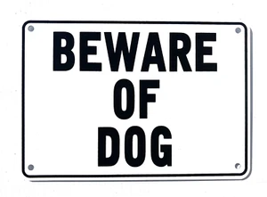 "BEWARE OF DOG" 10" x 7" WARNING SIGN, METAL,  - Picture 1 of 8