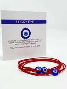 3X Lucky Eye Waterproof Bracelet Blue Evil Eye Red String Protection Men Women - Picture 1 of 7