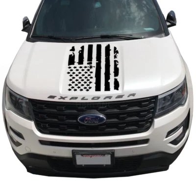 Calcomanía adhesiva capó bandera EE. UU. envejecida - Se adapta a Ford Explorer Sport FH1 2011-2019 Foto 1 de 4