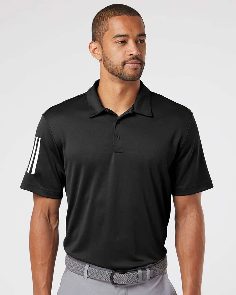 Adidas Floating 3-Stripes Polo Sport Shirt A480 S-4XL Golf Business CLOSEOUT - Image 1 of 1