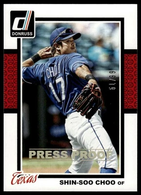 Donruss #350 Shin-Soo Choo 2014 pruebas de prensa oro #/99 Foto 1 de 2