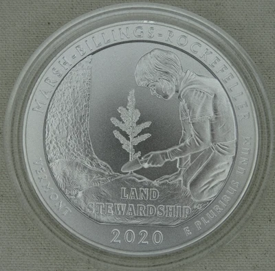 2020-P Marsh-Billings-Rockefeller 5 oz Silver Quarter .999 Fine ATB US Mint - Image 1 of 2