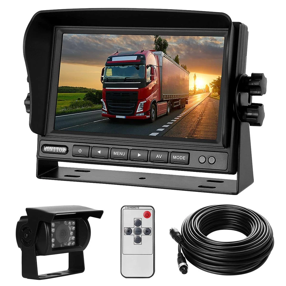 Backup Camera System Kit 7" LCD Reversing Monitor 170 Wide Angle 18 IR Night