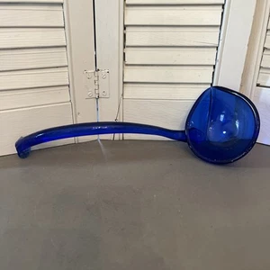 Mestolo punzone zuppa blu cobalto LE SMITH vintage nuovo con scatola - Foto 1 di 4