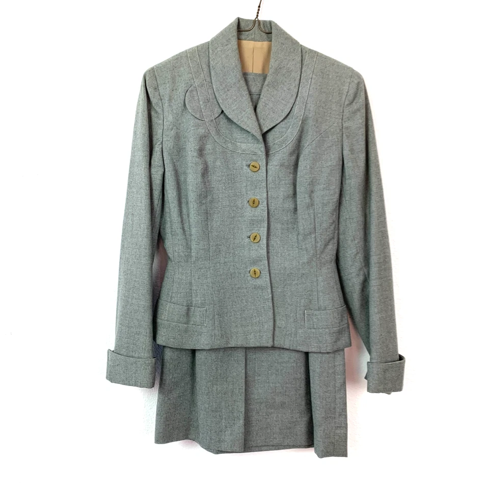 Blazer de lana HXG vintage hecho en Unión falda lápiz traje para mujer 4 XS Foto 1 de 4