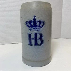 Piedra de cerveza vintage HB 1 litro Hofbrauhaus Munchen gres con pegatina original - Imagen 1 de 9