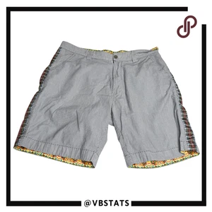 Robert Graham Men's Embroidered Striped Plaid Bermuda Shorts Navy White Size 36 - Picture 1 of 7