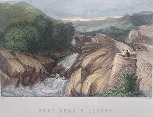 Pont Dros Y Llugwy, vicino a Betws-y-Coed, Galles. stampa 1860. Antico. David Cox. - Foto 1 di 2