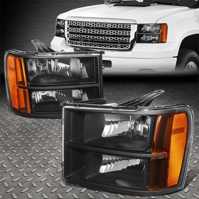 PARA 07-14 GMC SIERRA GMT900 ESTILO OE CARCASA NEGRA ÁMBAR FAROS ESQUINEROS LÁMPARAS Foto 1 de 4