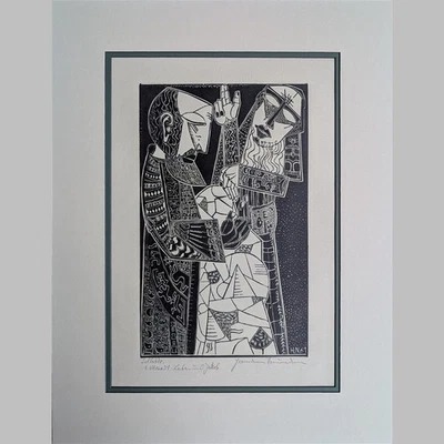 Hermann Naumann Vertrag zwischen Jakob und Laban handsigniert Expressionismus - Bild 1 von 2