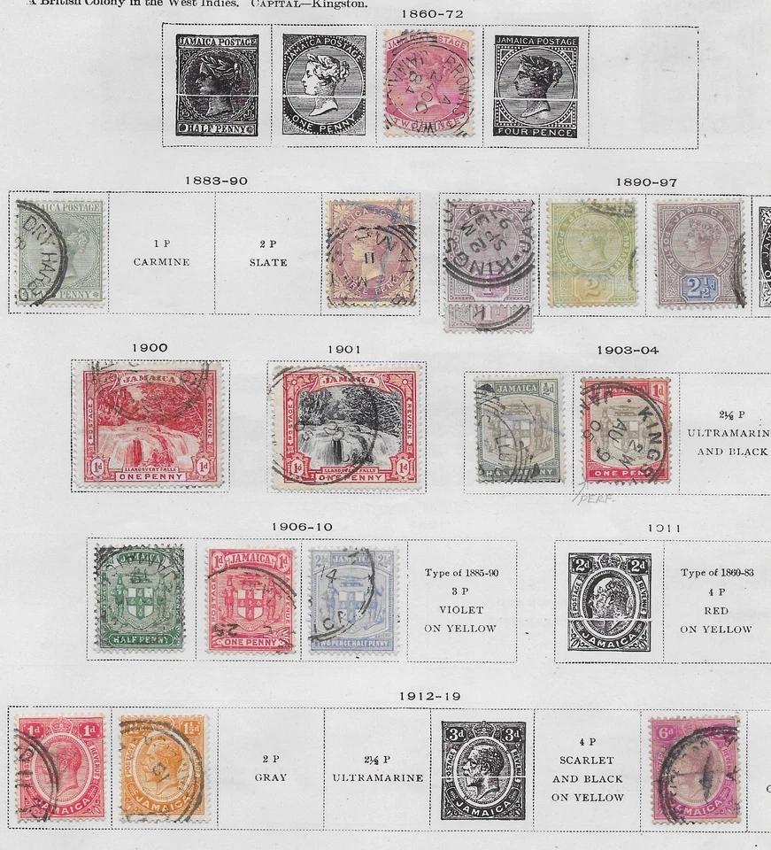 17 марок Ямайки из качественного старинного альбома 1860–1919 гг. - Изображение 1 из 1