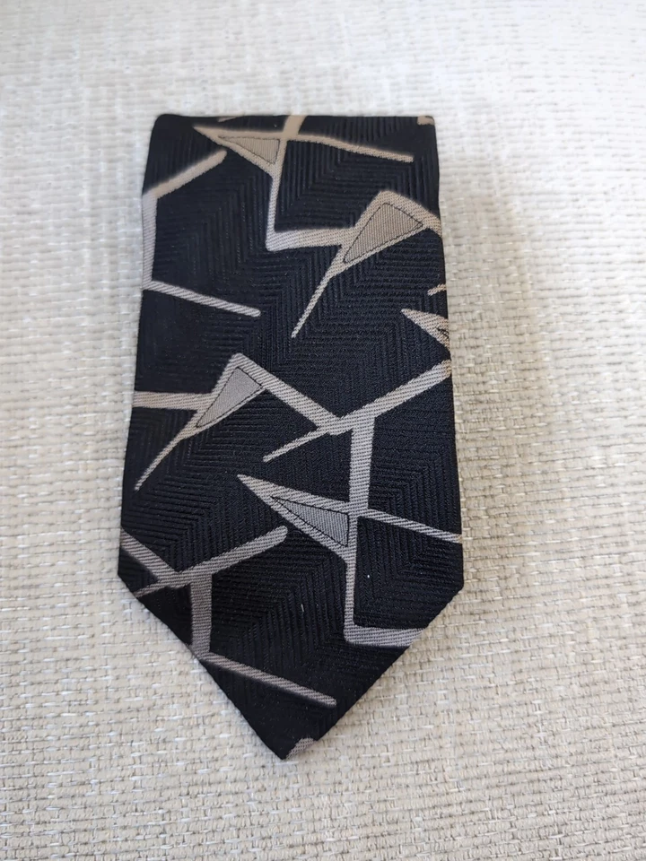 Corbata abstracta Enrico Coveri 100 % seda negra/café Foto 1 de 4