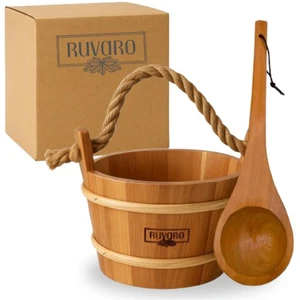 Ruvaro Set di Secchielli e Mestoli per Sauna - Legno di Cedro Rosso Canadese - 1 Gallone (4Lite... - Foto 1 di 7