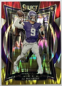 2024 Panini Select JJ McCarthy Red and Yellow Prizm Shock Concourse #24 Vikings - Bild 1 von 2