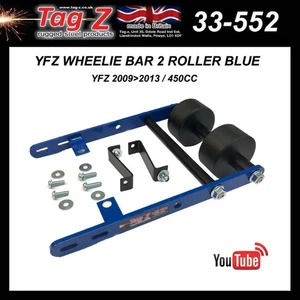 YAMAHA YFZ 450 WHEELIE BAR 2 ROLLER BLUE, ATV QUAD SAVER 3.4KG 34x22x7cm 09-13 - Picture 1 of 3