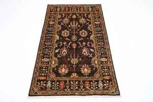 3 x 5 ft Floral brownArea Rug Afghan Traditional Hand Knotted Wool oriental Rug - Picture 1 of 9