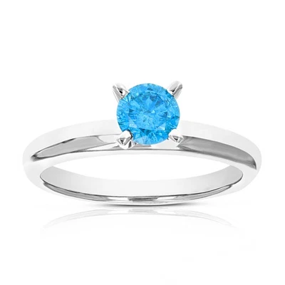 Обручальное кольцо из белого золота 14 карат с одним бриллиантом 1/2 карата круглое - Изображение 1 из 4