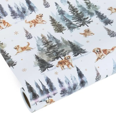 Rollo de papel de envolver de Navidad 17 pulgadas x 32 pies, lindo perro 17 pulgadas * 32 pies, invierno  Foto 1 de 4
