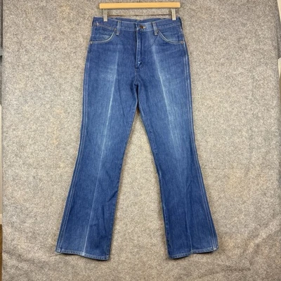 Vintage Wrangler No Fault Jeans Mens 31x31 Blue Talon Zip Western Flare Bell 70s - Image 1 of 4