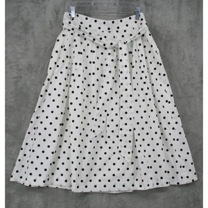 Talbots Rock 12 gepunktet Gürtel Plissee Midi Büro Retro Karriere schwarz weiß - Bild 1 von 9