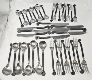 40 Teile Gourmet Gedecke Violinschlüssel Besteck Set 8-5 Teile Gedecke 2 Ton Silber/Bl - Bild 1 von 12