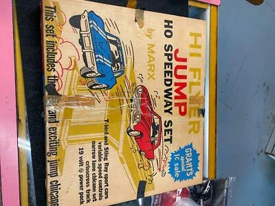 Hi Flyer Jump Speedway Slot Car Set Marx 60's Corvette T-Bird Box HO Toy Vintage - Image 1 of 4