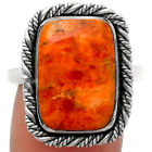 Natural Red Sponge Coral 925 Sterling Silver Ring s.9 Jewelry R-1013