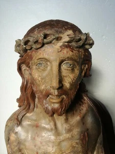 Bust Terracotta Polychrome Jesus Christ Xvii Century Statue Sculpture Ecce Homo - Picture 1 of 12