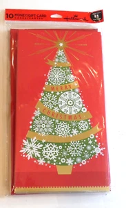 Hallmark Buon Natale Albero Soldi Porta Carte Regalo Carte Nuove in Confezione Set da 10 - Foto 1 di 9
