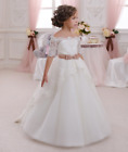 ABAO Children's Flower Girl Wedding communion Lace Tulle Ball Gown Dress #MGO66