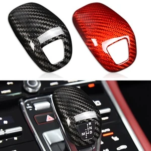 1Pc Black Carbon Fiber Gear Shift Knob Trim Cover For Porsche Panamera 2017-2023 - Picture 1 of 5