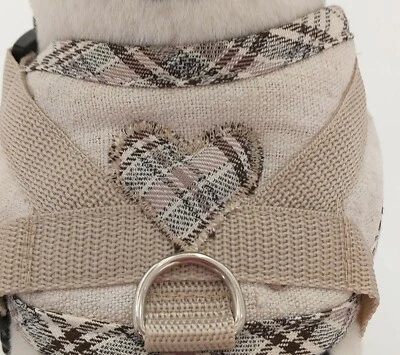 MASI DOGSDESIGN Softgeschirr Brustgeschirr Hundegeschirr XS-M beige Karo Chihuahua Welpe Hund