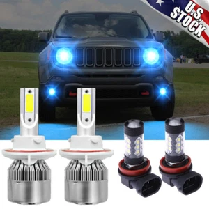 8000K For Jeep Renegade 2015-2020 LED Headlight Hi/Lo + Fog Light Bulbs Combo 4x - Picture 1 of 11