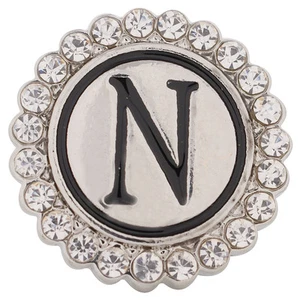 SNAP IN BUTTON CHARM FITS GINGER SNAPS STYLE JEWELRY ALPHABET N #46 INITIAL - Picture 1 of 1