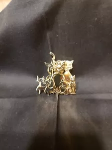 Kirk Folly Gold Kitty Cats Brooch - Picture 1 of 5
