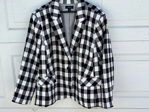 Women's Halogen Black & White Checkered One Button Blazer Jacket plus 24W - Picture 1 of 5