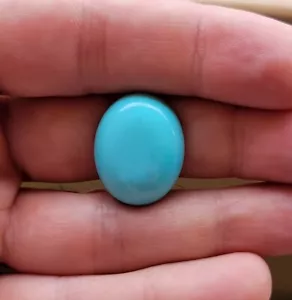 One Large Oval Shaped 100% Natural Sleeping Beauty Turquoise Cabochon 20x25mm - Picture 1 of 4