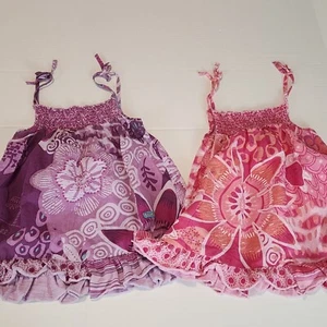Bundle of 2 Naartjie smocked tops size 7 girls pink purple sleeveless - Picture 1 of 8