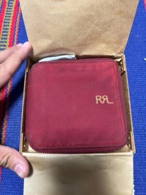 RRL RALPH LAUREN Hombre Oilcloth Cartera Doble Plegable Rojo Sólido Elegante USADO Foto 1 de 4