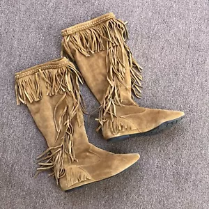 Stivali alti Sam Edelman donna Utah marroni frange pelle scamosciata taglia 6 mocassini - Foto 1 di 6
