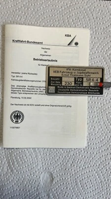 Simson KBA Papiere + Typenschild Habicht SR4-4 - Bild 1 von 2