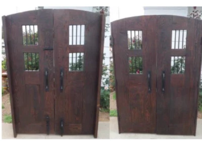 Solid reclaimed lumber + wrought iron pedestrian gate w/side jambs custom URSIZE - Image 1 of 4