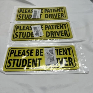 Student Driver Magnet Car Signs - Reflective Vehicle Bumper Magnet 3 Packs Of 3 - Picture 1 of 2