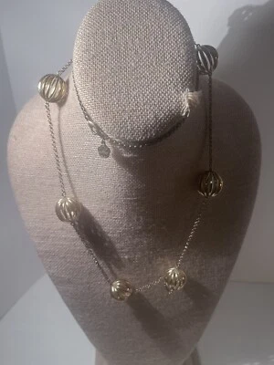 "Collar de cadena Trina Turk llamativo con cuentas redondas tono dorado 36"" lote R" Foto 1 de 4