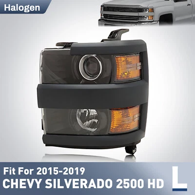 Halogen Headlight For 2015-2019 Chevy Silverado 2500/3500 HD Driver Side w/ Blub - Изображение 1 из 4