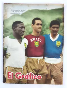 Brasilien gewinnt 1958 FIFA Fussball-Weltmeisterschaft Grafico Magazin Argentinien Sonderausgabe Pelé - Bild 1 von 12